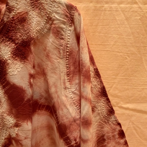 TYE DYE woman’s Tunic Top Kurta Hand Embroidery 100% Soft Cotton - Picture 4 of 7